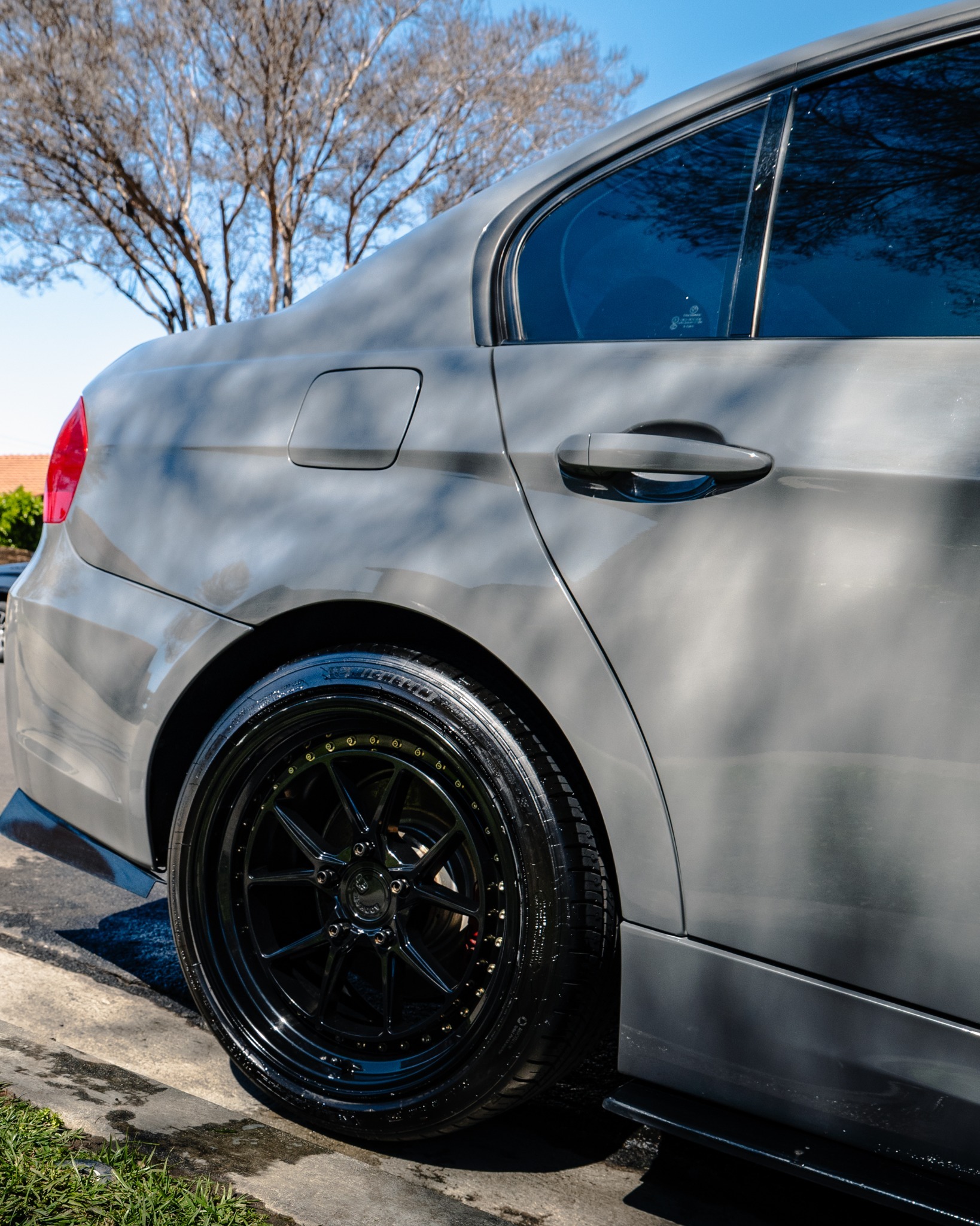 Gloss black BMW wheels cleaned and shined