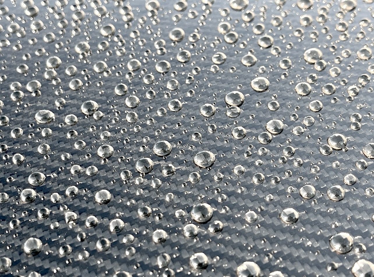 Water beading on freshly sealed paint