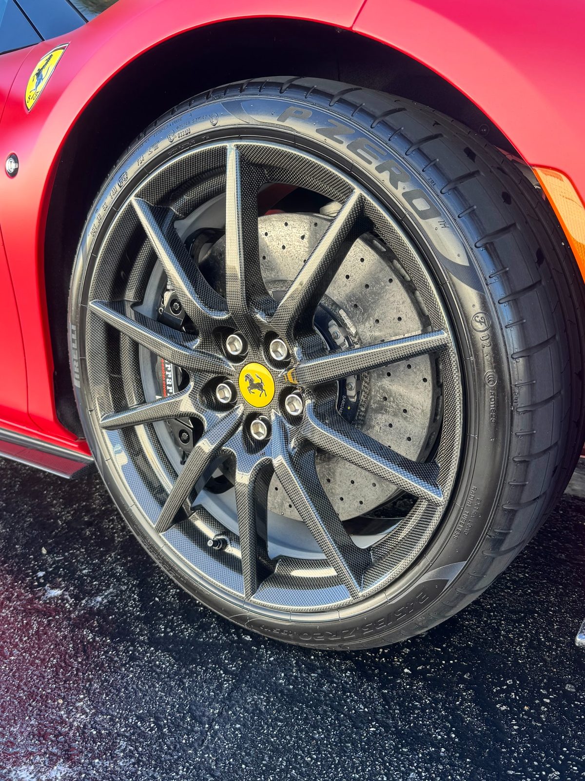 Carbon fiber wheel detailed by hand