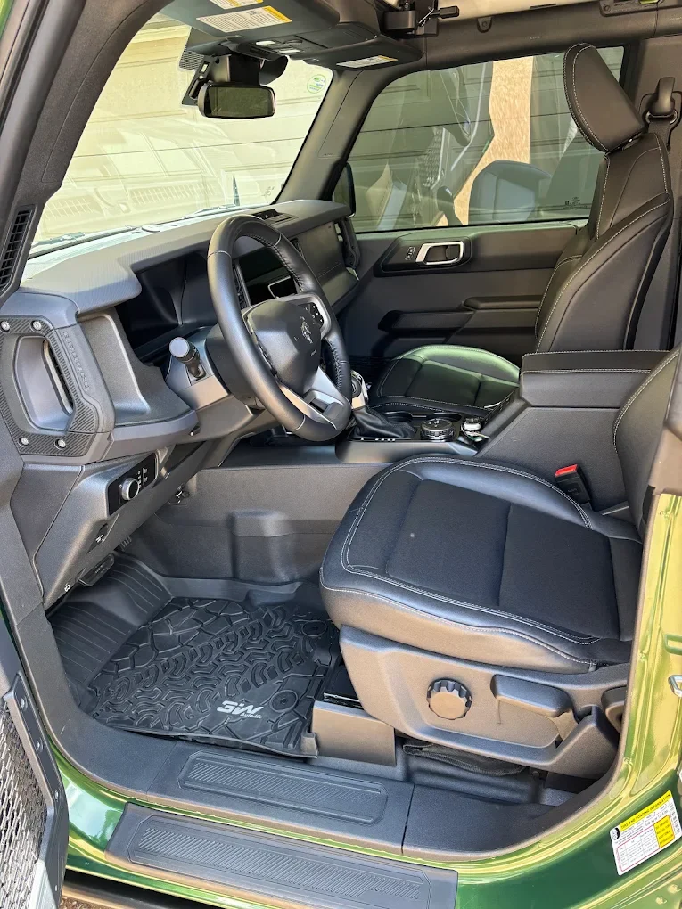 Ford Bronco black leather interior detailed