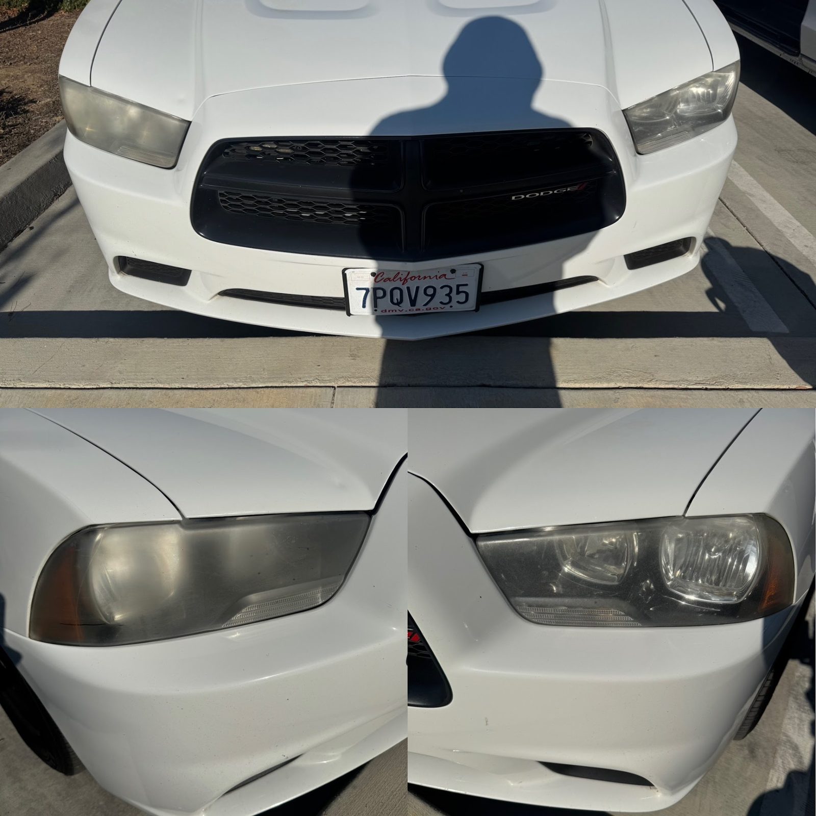 Cloudy oxidized headlights before restoration